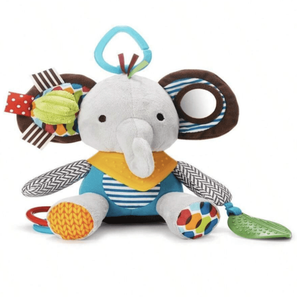 Peluche de elefante con juegos sensoriales